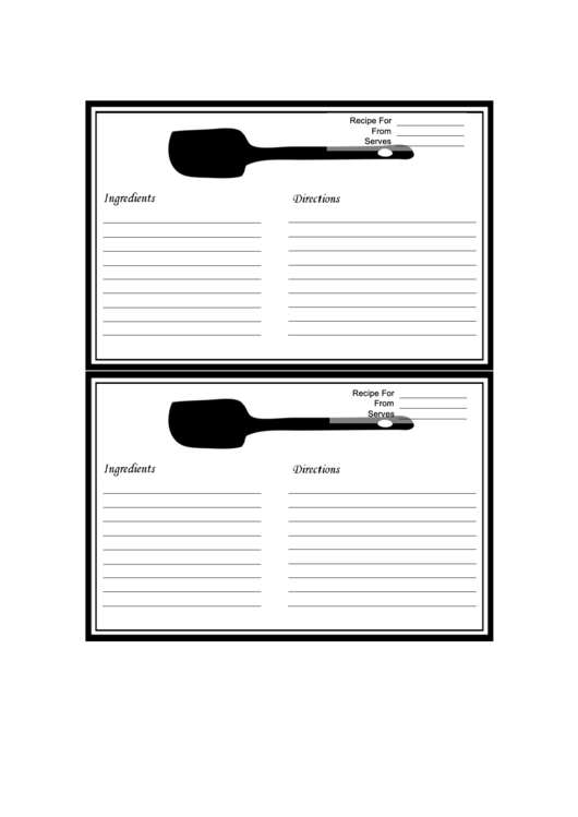 Black And White Recipe Card Template Printable pdf