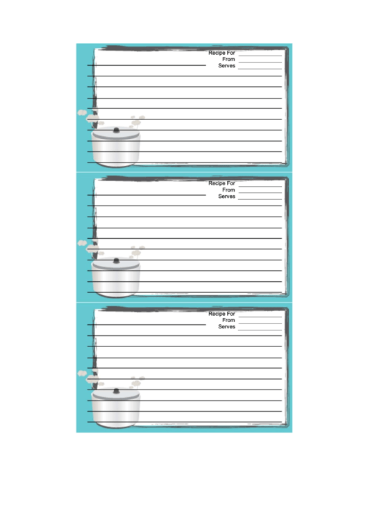 Crockpot Blue Recipe Card Template Printable pdf