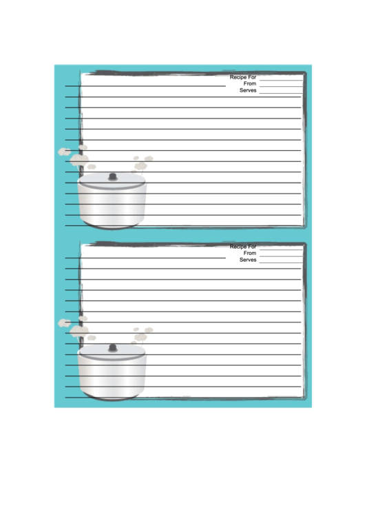 Crockpot Blue Recipe Card 4x6 Printable pdf