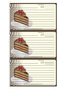 Chocolate Layer Cake Black Recipe Card Template