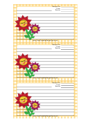 Flowers Yellow Gingham Recipe Card Template