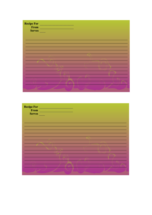 Purple Green Gradient Recipe Card Template Printable pdf