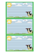Cows Green Recipe Card Template
