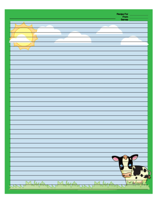 Cows Green Recipe Card 8x10 Printable pdf