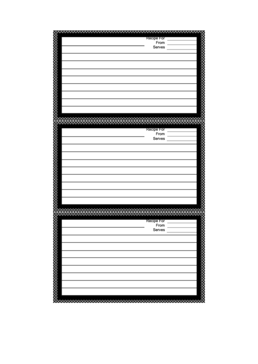 Black White Chambray Recipe Card Template Printable pdf