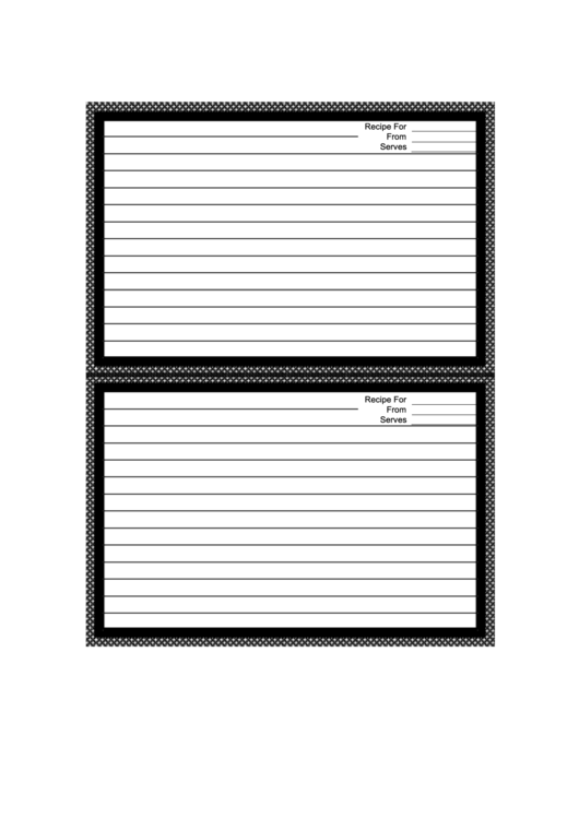 Black White Chambray Recipe Card 4x6 Template Printable pdf