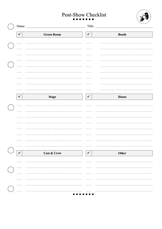 Post-Show Checklist Printable pdf