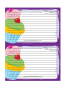 Cupcakes Purple Recipe Card Template 4x6