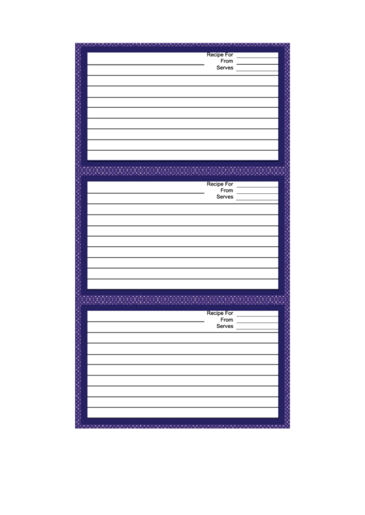 Purple White Chambray Recipe Card Template Printable pdf