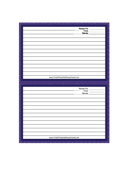 Purple White Chambray Recipe Card 4x6 Template Printable pdf