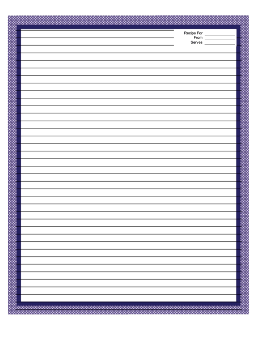 Purple White Chambray Recipe Card 8x10 Printable pdf