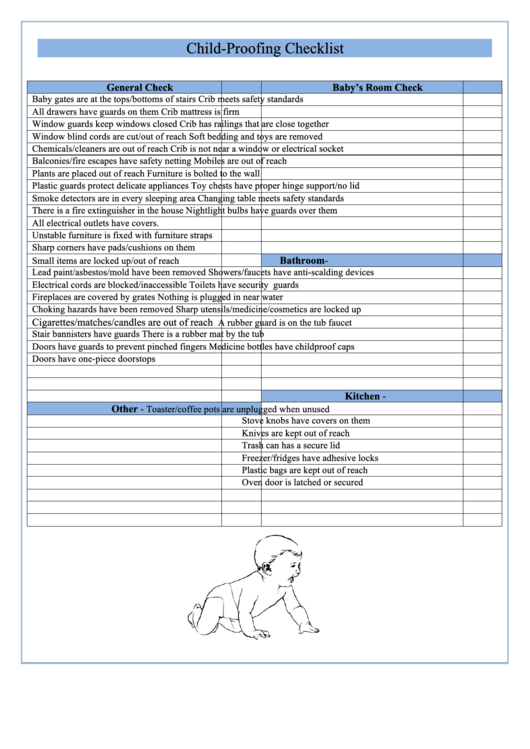 Childproofing Checklist Template Printable pdf
