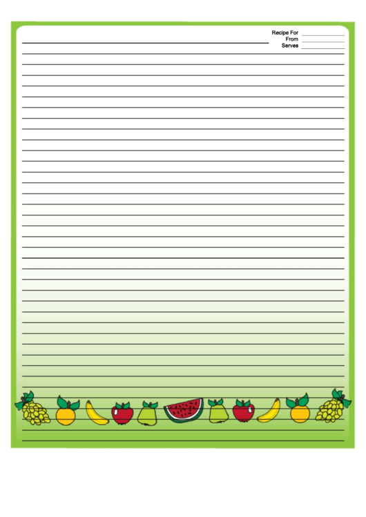 Colorful Fruit Green Recipe Card 8x10 Printable pdf