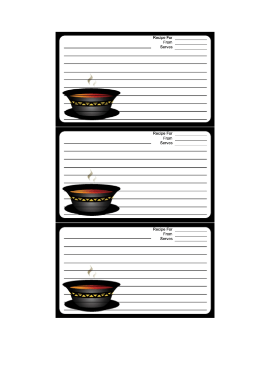 Soup Black Border Recipe Card Template Printable pdf