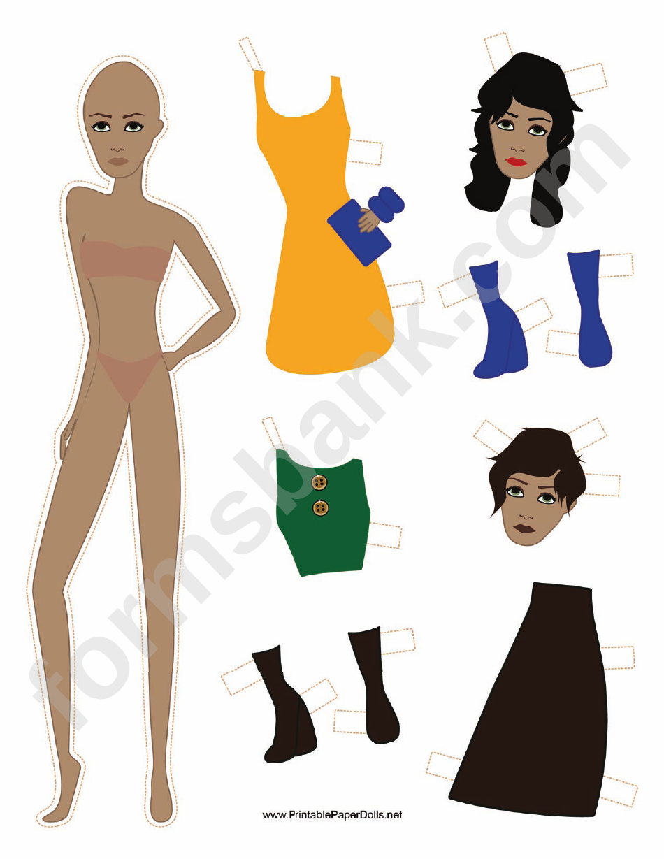 Fashion Paper Doll With Buttons
