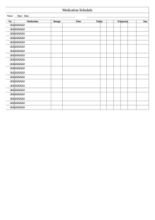 Medication Schedule Checklist Printable pdf