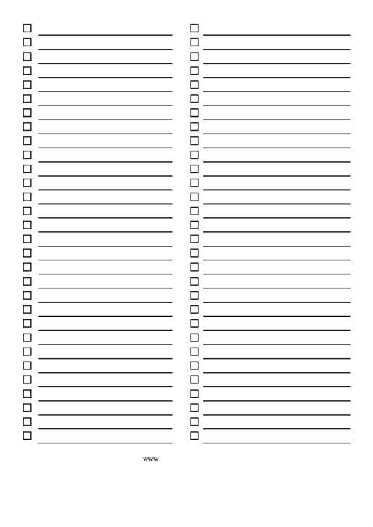 Blank Checklist Printable pdf