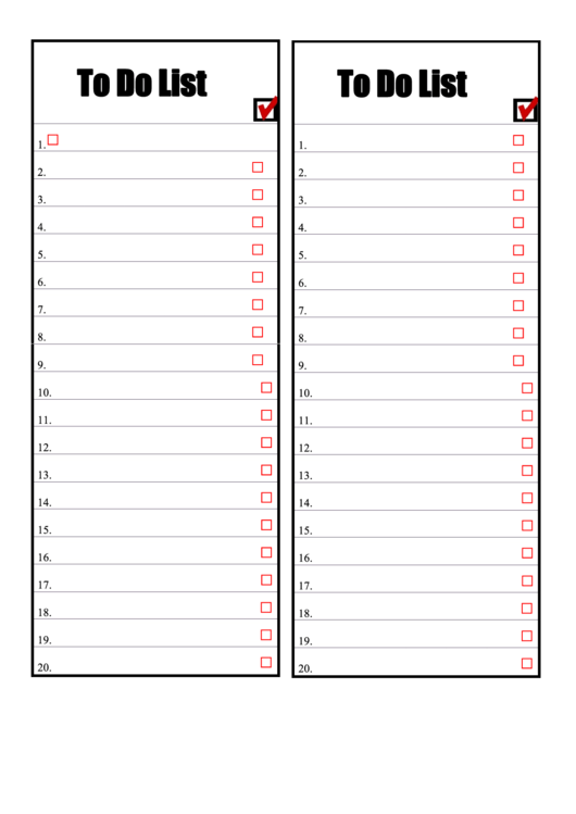 Basic Numbered Checklist Printable pdf
