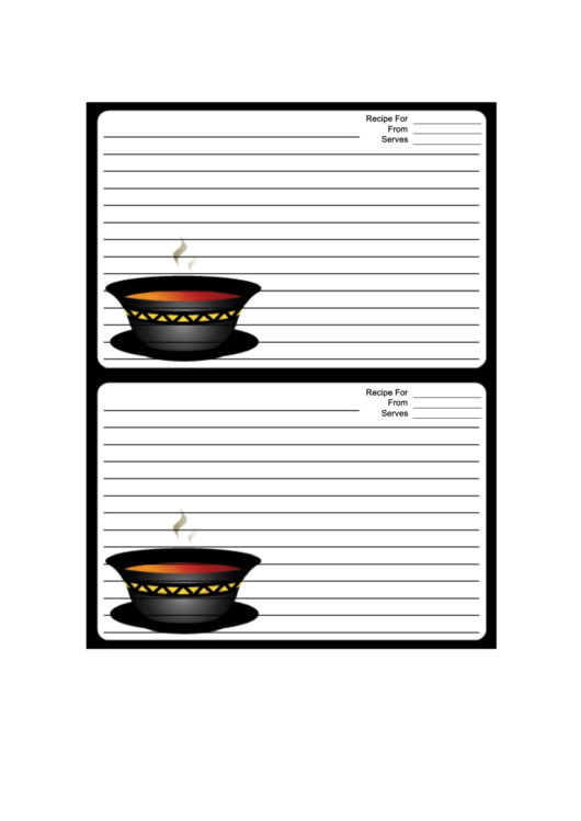 Soup Black Border Recipe Card 4x6 Printable pdf