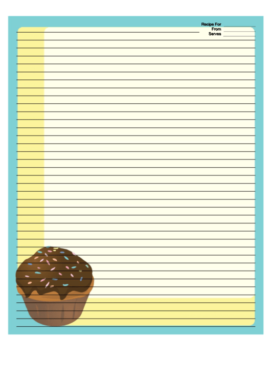 Cupcake Sprinkles Blue Recipe Card 8x10 Printable pdf