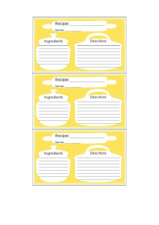 Silhouette Recipe Card 3x5 Printable pdf