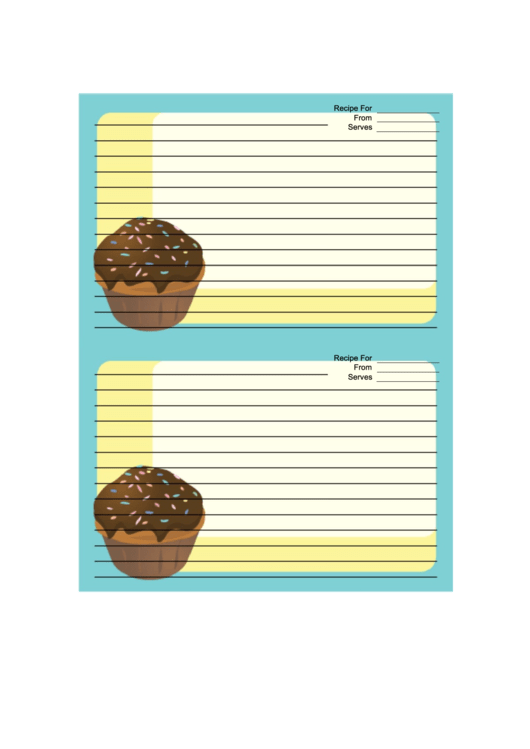 Cupcake Sprinkles Blue Recipe Card 4x6 Template Printable pdf
