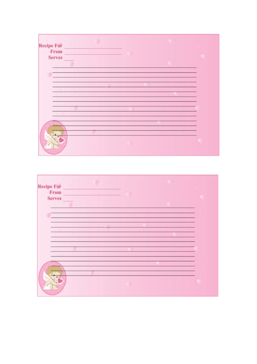 Valentine 4x6 Lined Recipe Card Template Printable pdf