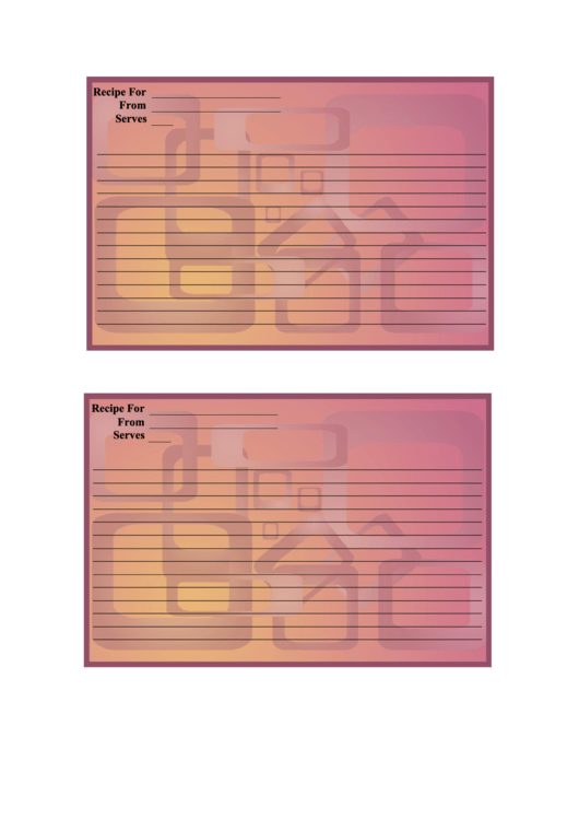 Pink Orange Recipe Card Template