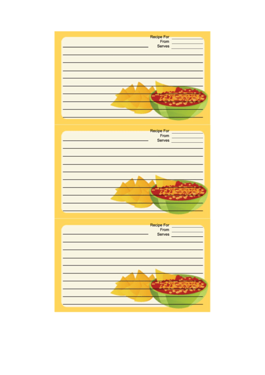 Yellow Chips Salsa Recipe Card Template Printable pdf