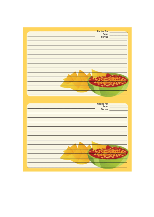Yellow Chips Salsa Recipe Card 4x6 Template Printable pdf
