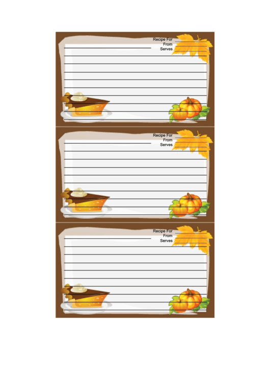 Pumpkins Brown Recipe Card Template Printable pdf