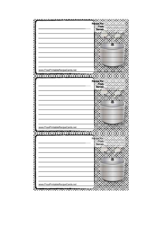 Pot Black White Recipe Card Template Printable pdf