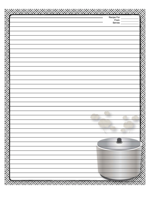 Pot Black White Recipe Card 8x10 Printable pdf