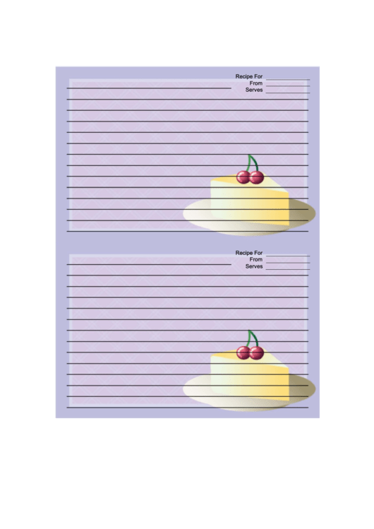Cheesecake Cherries Purple Recipe Card 4x6 Printable pdf