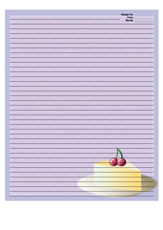 Cheesecake Cherries Purple Recipe Card 8x10 Printable pdf