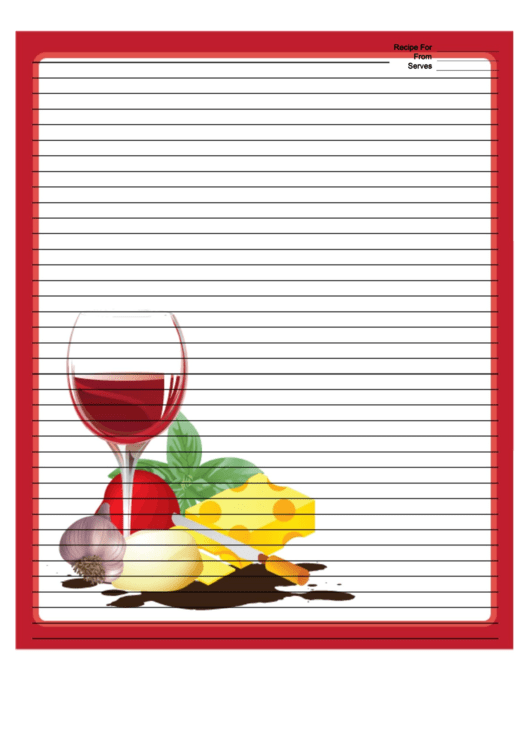 Red Wine Cheese Recipe Card 8x10 Printable pdf