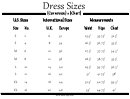 Dress Size Conversion Chart