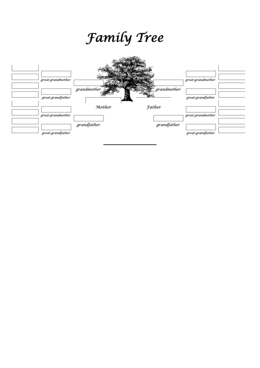 3 Generation Family Tree Template With Empty Boxes (B/w Tree) Printable pdf