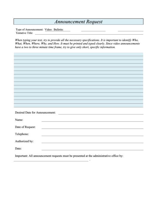 Announcement Request Printable pdf