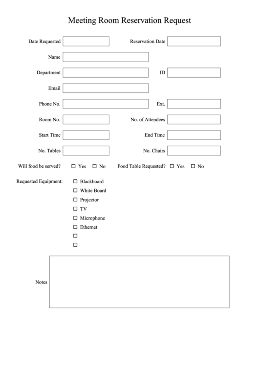 Meeting Room Reservation Request Printable pdf