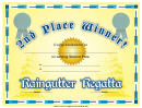 Raingutter Regatta - 2nd Place Certificate