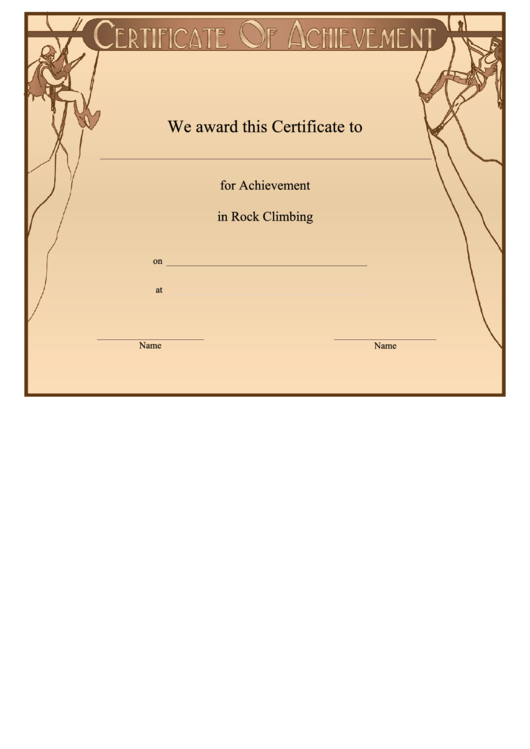 Rock Climbing Achievement Printable pdf
