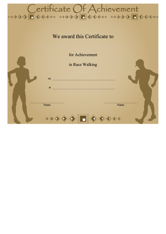 Race Walking Achievement Certificate Template Printable pdf