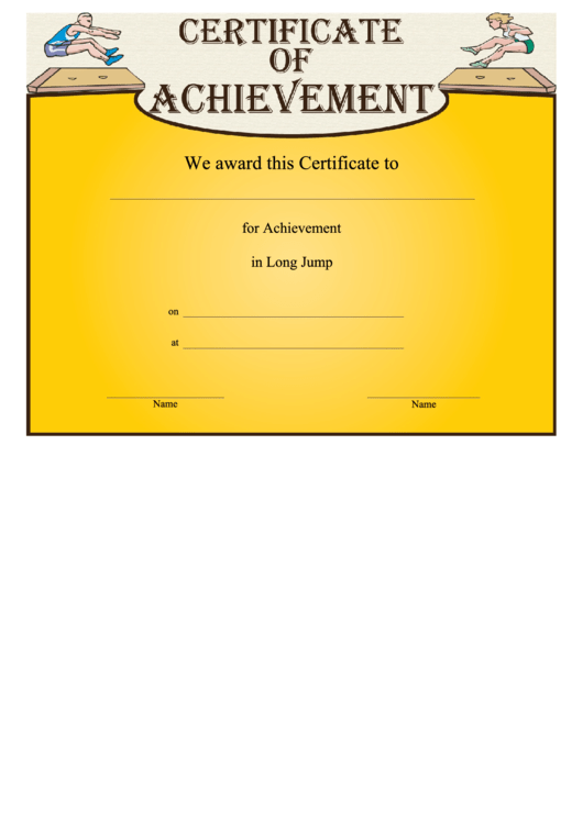 Long Jump Achievement Certificate Template Printable pdf