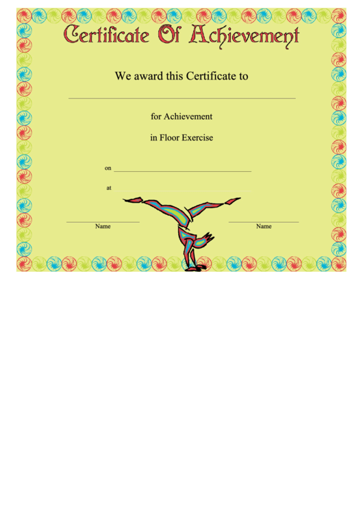 Gymnastics Floor Exercise Achievement Certificate Template Printable pdf