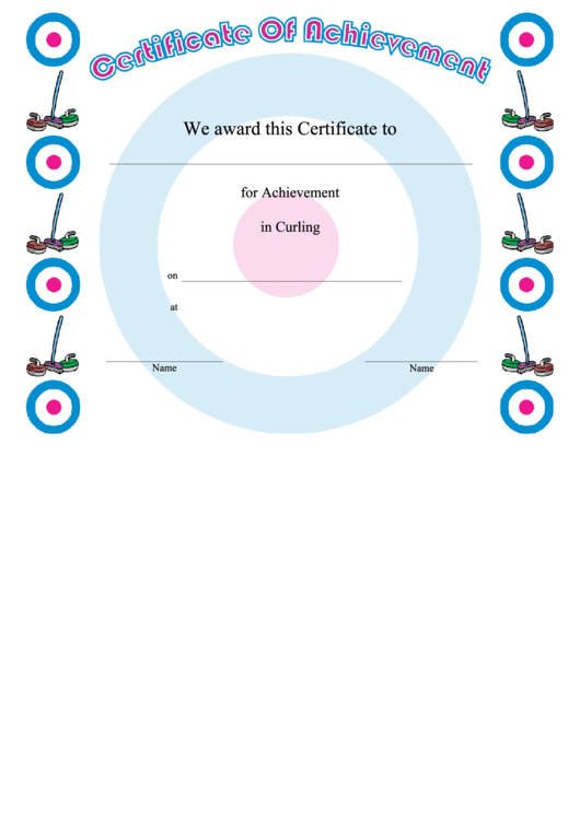 Curling Achievement Certificate Template Printable pdf
