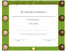 Bocce Ball Achievement Certificate Template