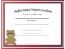 Adoption Certificate Stuffed Animal Bear Certificate Template