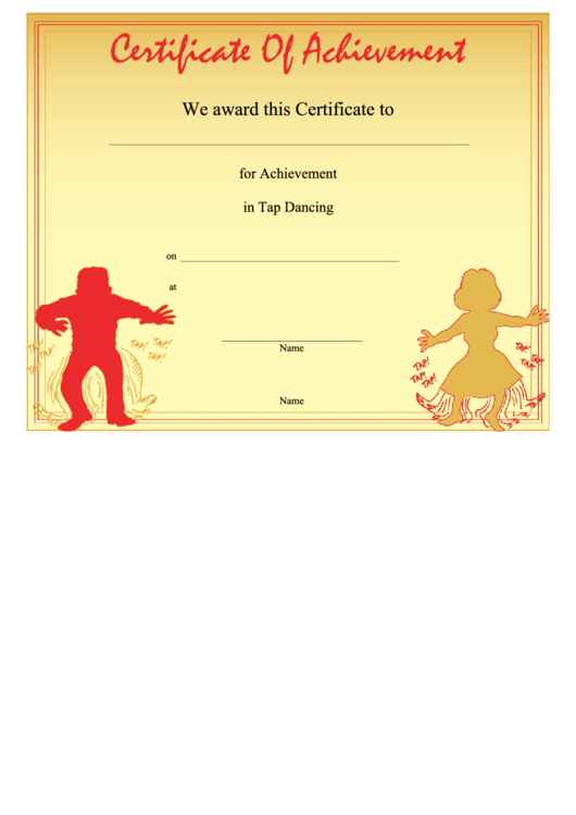 Tap Dancing Achievement Certificate Template Printable pdf