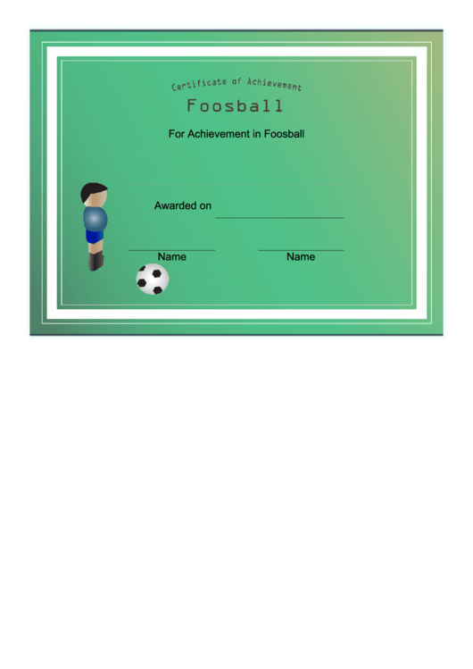 Foosball Certificate Template Printable pdf